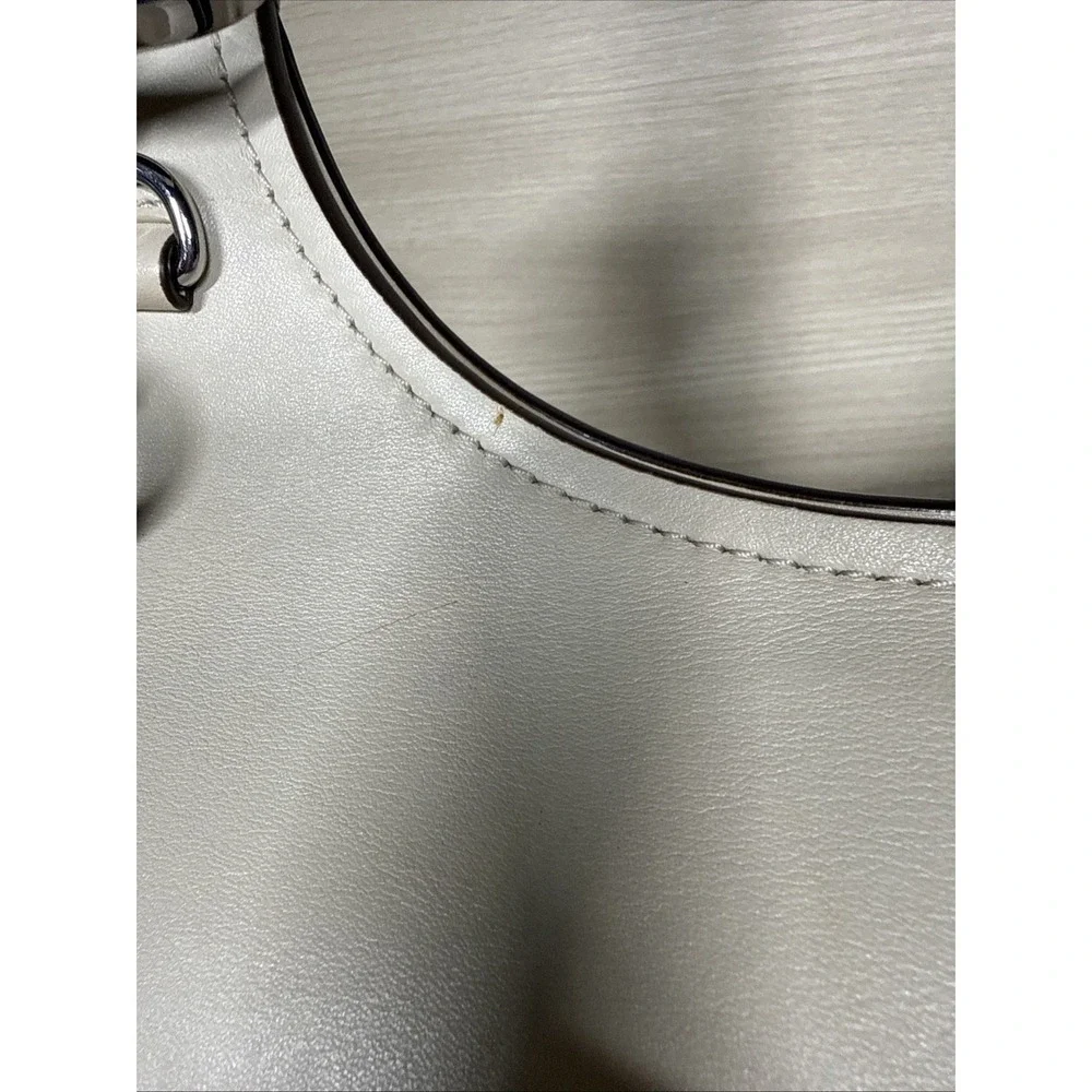 Tory Burch Cream Smooth Leather James Saddle Bag Silver Hardware‎ Adjustable